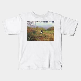 Hunting cat by a lake Kids T-Shirt